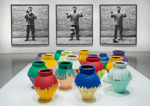 Ai Weiwei, "Dropping a Han Dynasty Urn," 1995/2009; "Colored Vases," 2007-2010