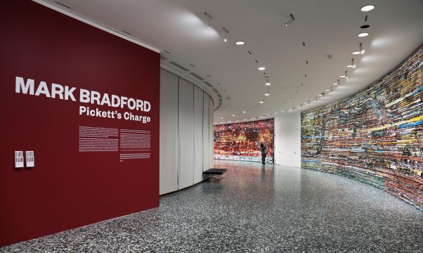 Installation view of Mark Bradford: Pickett’s Charge at the Hirshhorn Museum and Sculpture Garden, 2017. Courtesy of the artist and Hauser & Wirth. Photo: Cathy Carver.