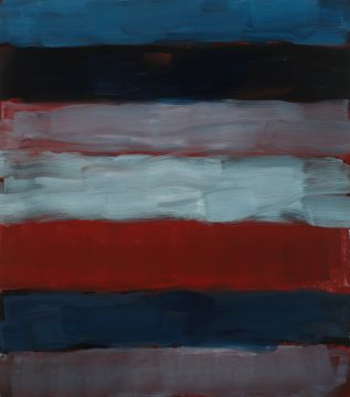 Sean Scully, Landline Steam, 2016. Oil on aluminum. 85 × 75 in. (215.9 × 190.5 cm). Private collection. © Sean Scully, Photographed by Robert Bean