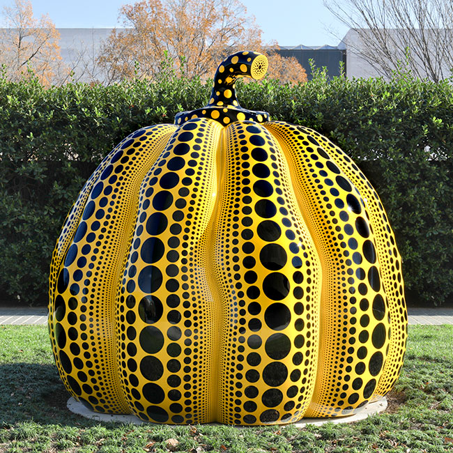 Yayoi Kusama, Pumpkin, 2016, at the Hirshhorn Museum and Sculpture Garden. Courtesy of Ota Fine Arts, Tokyo/Singapore. © Yayoi Kusama. Photo by Cathy Carver