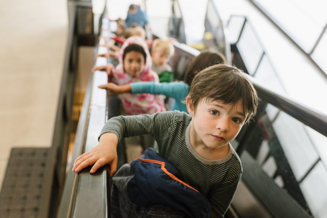 Children coming up the escalator for STORYTIME