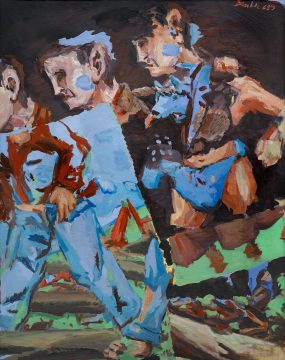 Georg Baselitz, Meissen Woodsmen, 1969. Oil on linen; 250 x 200 cm. Hirshhorn Museum and Sculpture Garden, Smithsonian Institution, Washington DC, Holenia Purchase Fund, in memory of Joseph H. Hirshhorn, 1994. Photo: Friedrich Rosenstiel