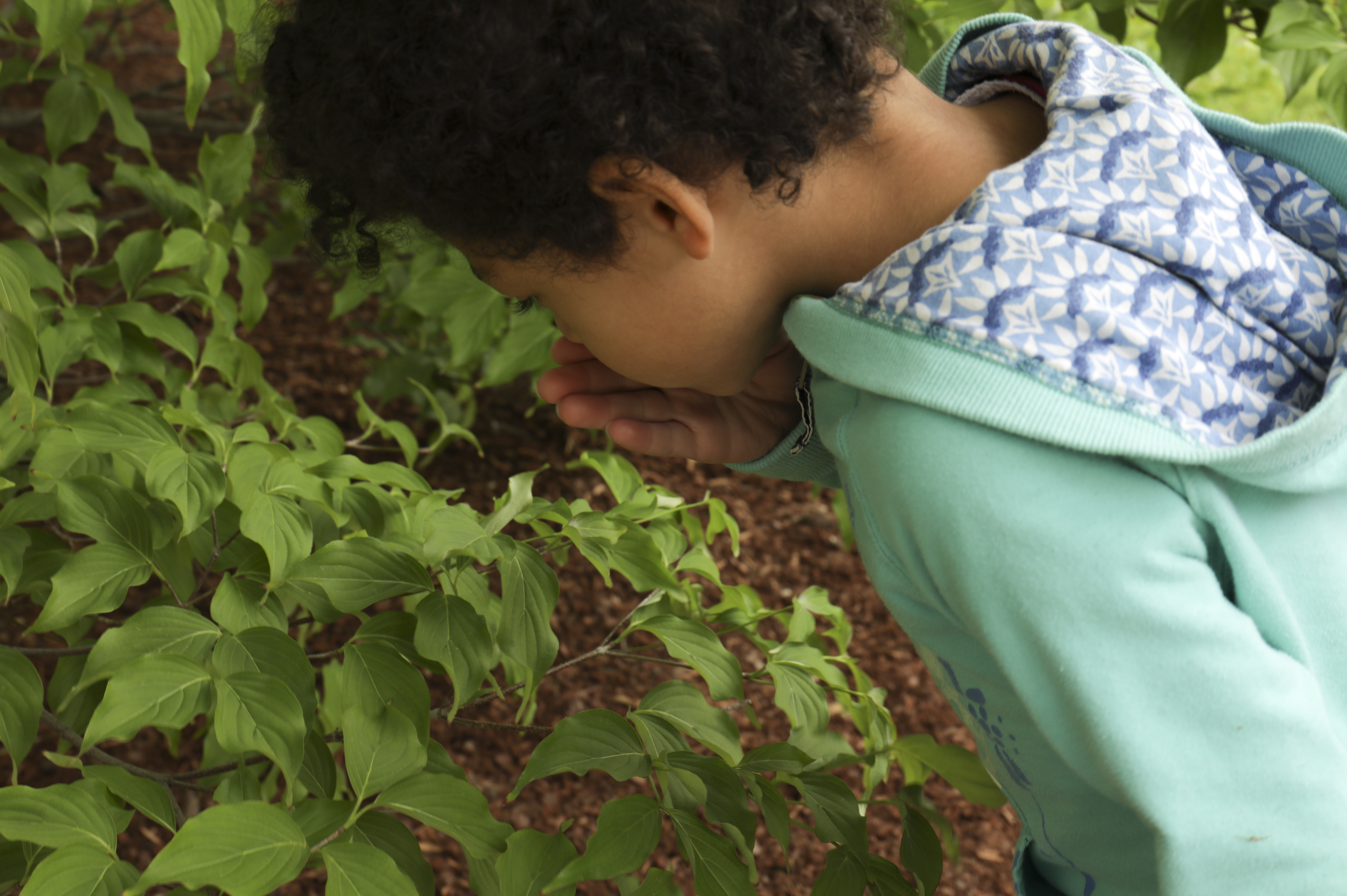 Child participating in STORYTIME in garden