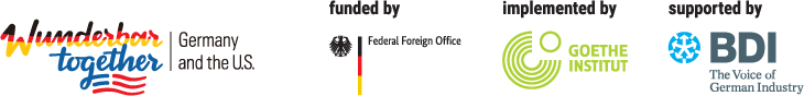 Wunderbar together logo, funded by federal foreign office, implemented by goethe institut, supported by BDI the voice of German Industry