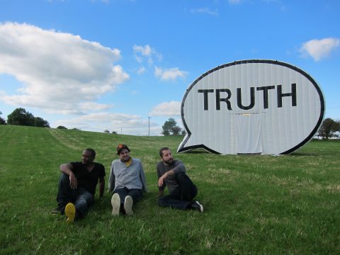 In Search of the Truth (The Truth Booth) by Ryan Alexiev, Hank Willis Thomas, Jim Ricks, Jorge Sanchez, and Will Sylvester. Courtesy Cause Collective.