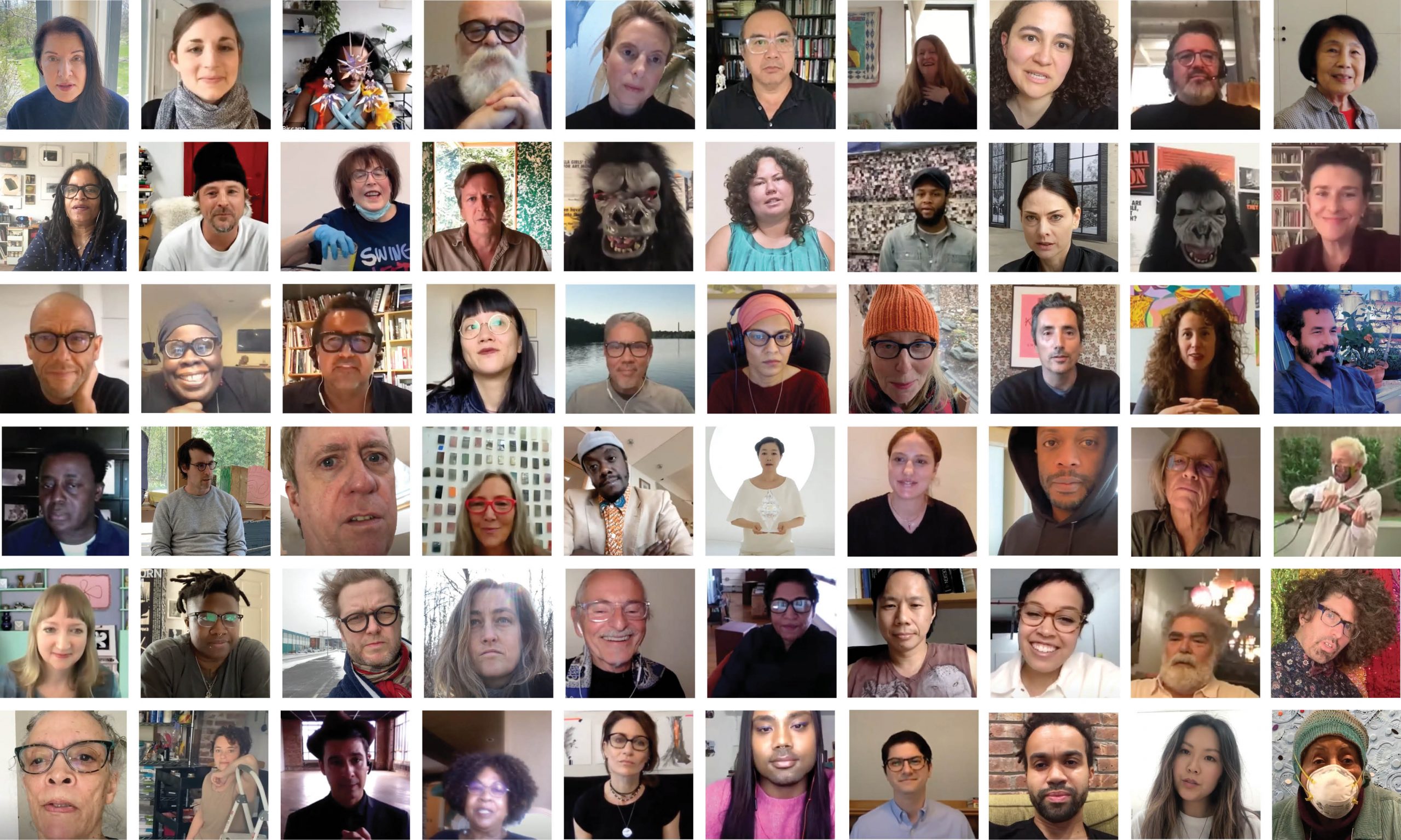 Grid of faces of artists