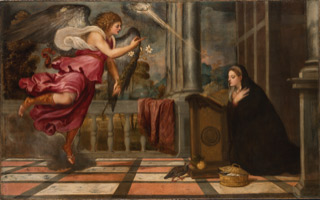 Painting of angel and woman