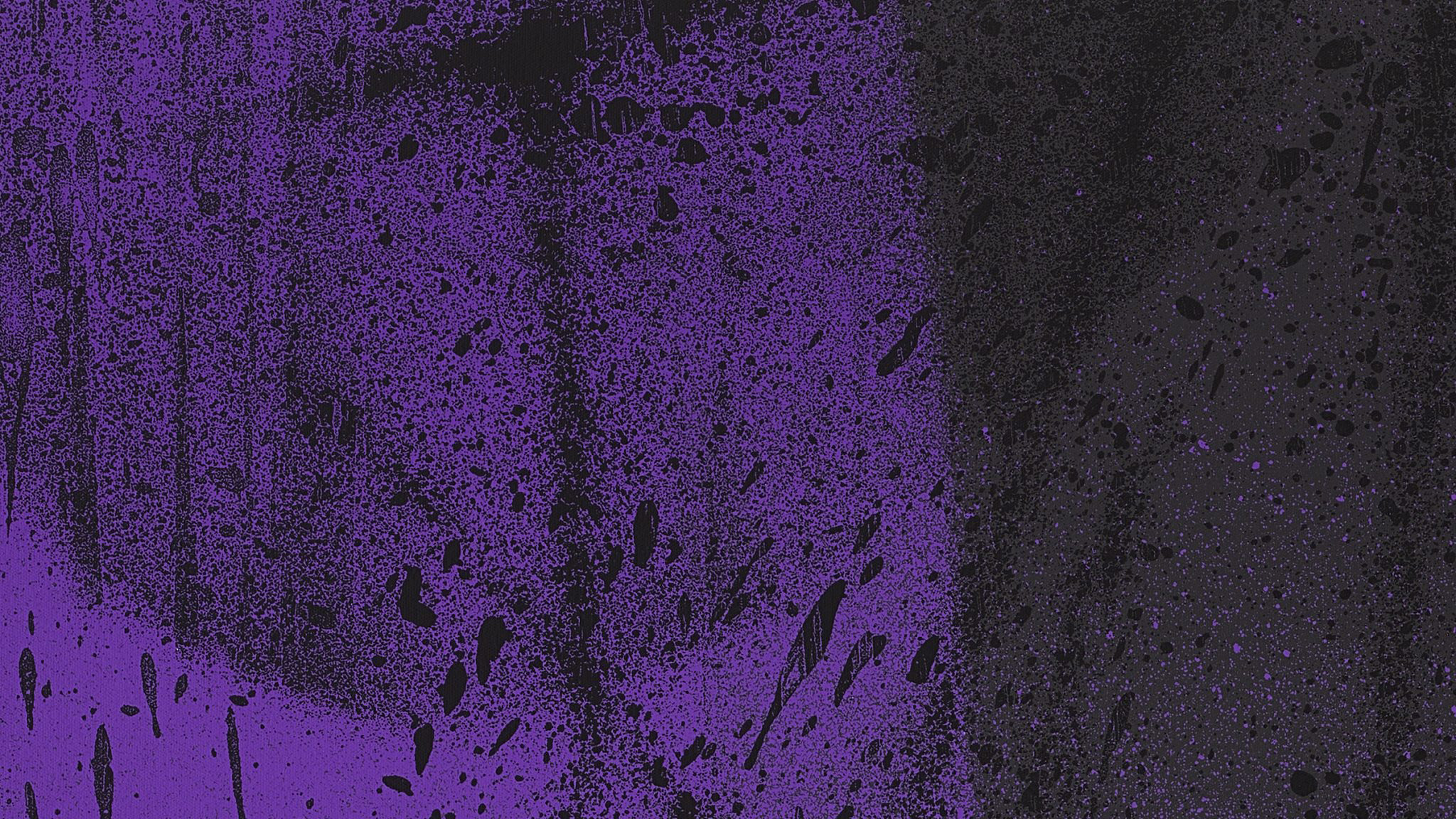 Detail shot of an abstract painting with deep purples and blacks.